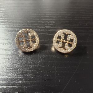 Tory Burch Gold and Silver Logo Earrings